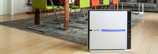 Air purifier running in a modern New Zealand living room.