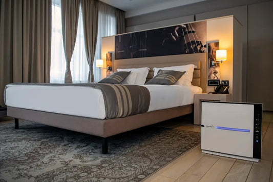 An air purifier running in a living room, representing improved indoor air quality in a NZ home.